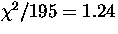 $\chi^2/195=1.24$